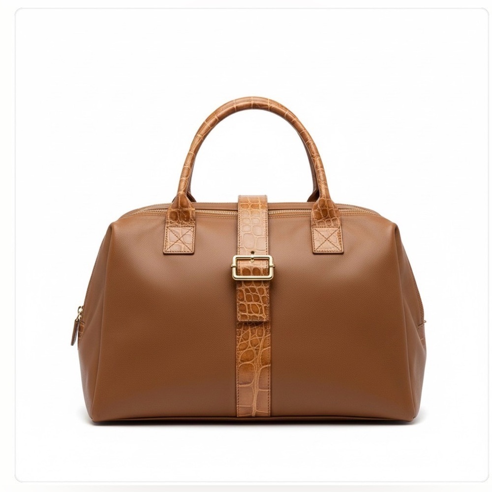 Mauro Governa pour Laurent Effel Brown Leather Croc-Embossed Tote - Luxe